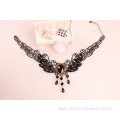 Fashion Black Wings With Gem Lace Necklace